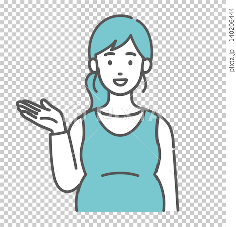 妊婦の案内・紹介ポーズのイラスト 140206444