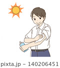 日焼け止めを塗る男の子のイラスト 140206451