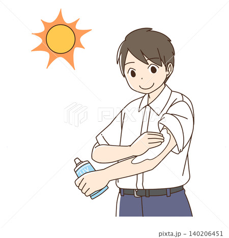 日焼け止めを塗る男の子のイラスト 140206451