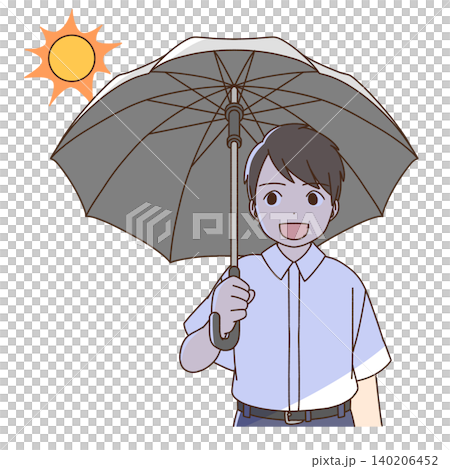 男孩撐陽傘的插圖 男孩撐陽傘的插圖 140206452