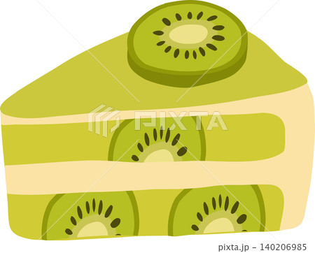 kiwi cake slice illustration with green fruit layers and cream kiwi cake slice illustration with green fruit layers and cream 140206985
