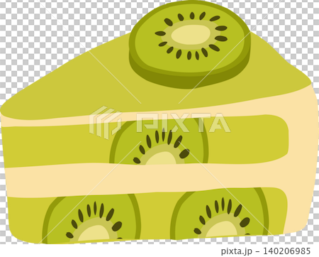 kiwi cake slice illustration with green fruit layers and cream kiwi cake slice illustration with green fruit layers and cream 140206985