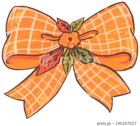 Orange Ribbon Bow Illustration 140207027