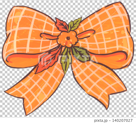 Orange Ribbon Bow Illustration 140207027