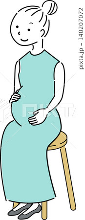 椅子に座る妊婦の全身シンプルイラスト(マタニティ・妊娠・女性・人物素材) 椅子に座る妊婦の全身シンプルイラスト(マタニティ・妊娠・女性・人物素材) 140207072