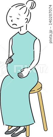 椅子に座って体調不良を感じる妊婦の全身シンプルイラスト(マタニティ・妊娠・女性・人物素材) 椅子に座って体調不良を感じる妊婦の全身シンプルイラスト(マタニティ・妊娠・女性・人物素材) 140207074