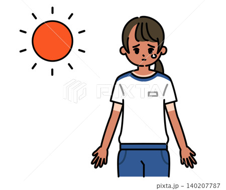 日焼けをして肌が黒くなってしまった女子中高生のイラスト 日焼けをして肌が黒くなってしまった女子中高生のイラスト 140207787