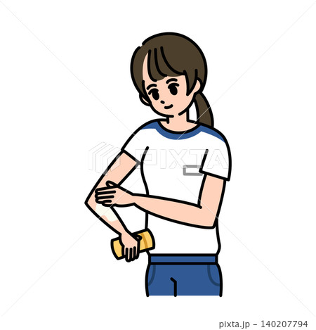 日焼け止めを塗る女子生徒のイラスト 140207794