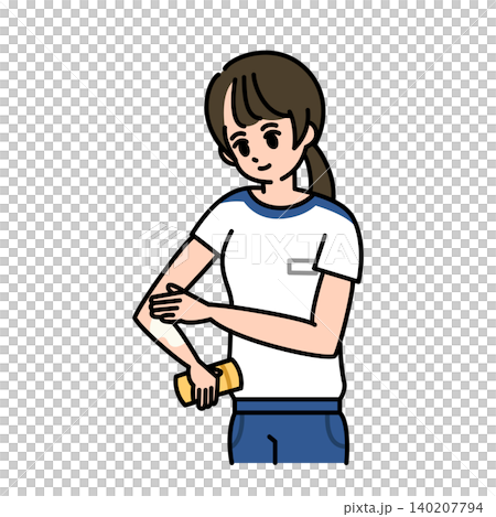 日焼け止めを塗る女子生徒のイラスト 140207794