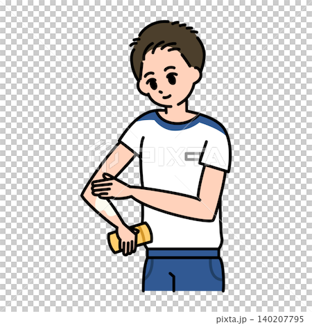 日焼け止めを塗る男子生徒のイラスト 日焼け止めを塗る男子生徒のイラスト 140207795