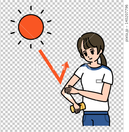 日焼け止めを塗る女子生徒のイラスト 140207796
