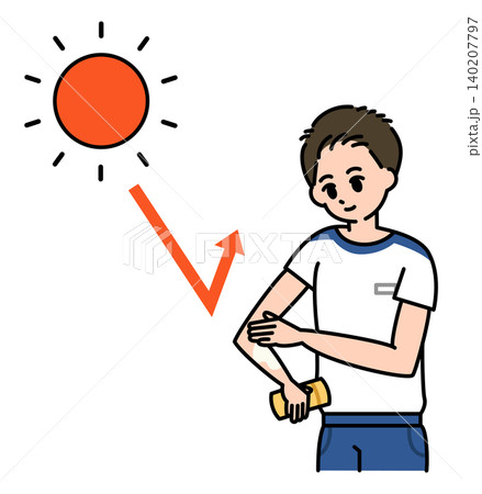 日焼け止めを塗る男子生徒のイラスト 日焼け止めを塗る男子生徒のイラスト 140207797
