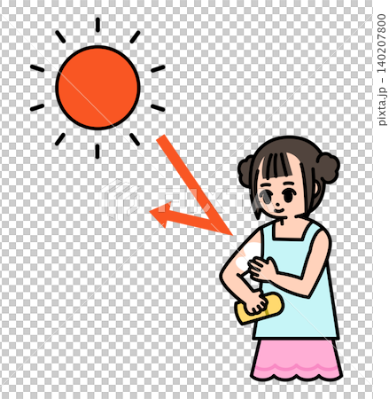 日焼け止めを塗る少女のイラスト 140207800