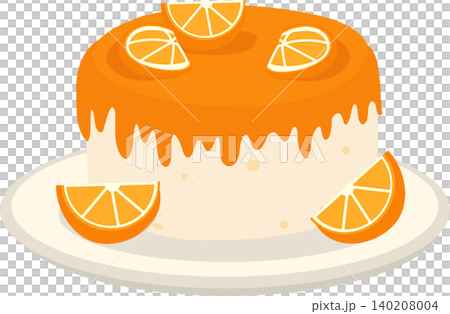 orange cake illustration with citrus slices on plate for bakery menus, dessert designs, food blogs orange cake illustration with citrus slices on plate for bakery menus, dessert designs, food blogs 140208004