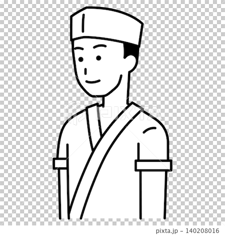 一家日本餐廳的男員工正目視前方。 一家日本餐廳的男員工正目視前方。 140208016