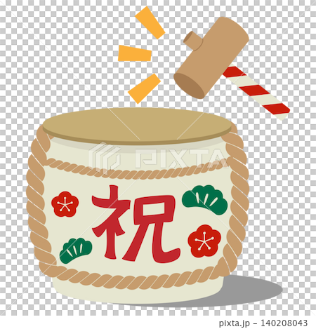 一幅描繪慶祝清酒開桶儀式的插圖。 一幅描繪慶祝清酒開桶儀式的插圖。 140208043