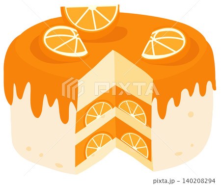 Orange dessert cake graphic with sliced citrus topping for bakery food design Orange dessert cake graphic with sliced citrus topping for bakery food design 140208294