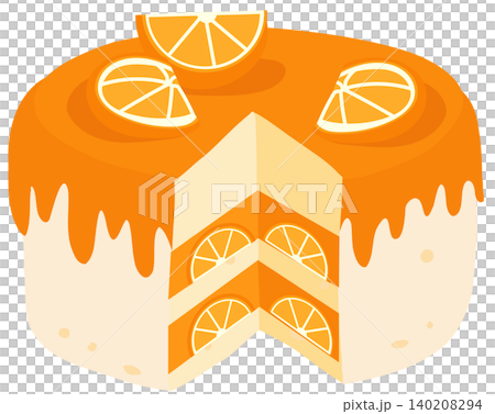 Orange dessert cake graphic with sliced citrus topping for bakery food design Orange dessert cake graphic with sliced citrus topping for bakery food design 140208294