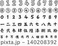 手書き風のアラビア数字と漢数字と大字と単位セット 140208392