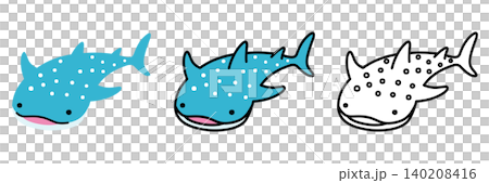 A set of whale shark illustrations: Pop and cute sea creatures A set of whale shark illustrations: Pop and cute sea creatures 140208416