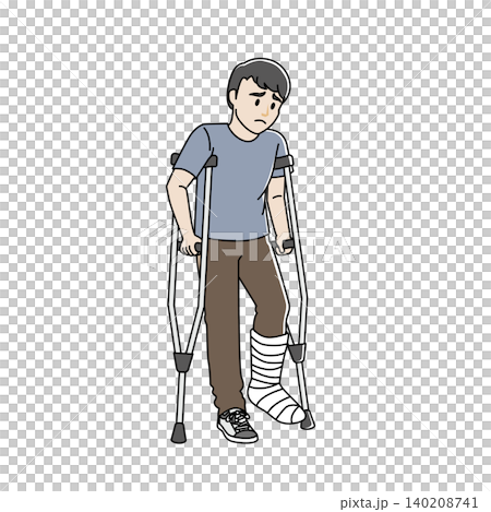 一個拄著拐杖的男人，動作輕柔。 140208741