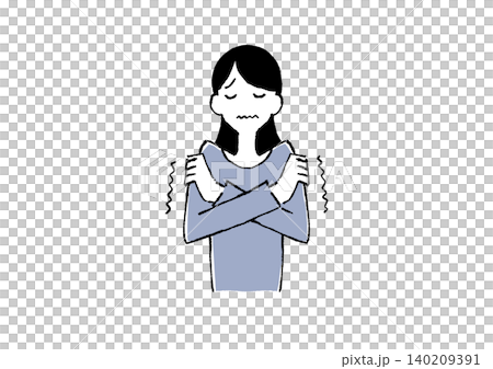 Illustration of a woman feeling chills Illustration of a woman feeling chills 140209391