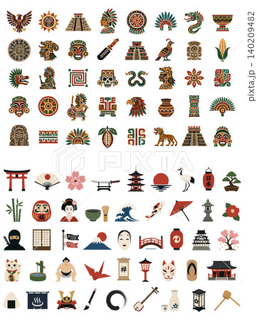 Vsai aztec mayan and japanese cultural icons collection Vsai aztec mayan and japanese cultural icons collection 140209482