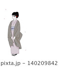 桜を見上げる着物女性　春の和風イメージ 140209842