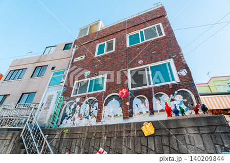Gamcheon Culture Village, Busan, South Korea - Nov. 09, 2024: Colorful houses on a hillside. 140209844