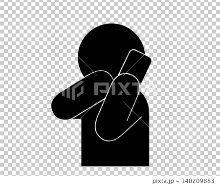 Icon of a person covering their mouth while talking on the phone Icon of a person covering their mouth while talking on the phone 140209883