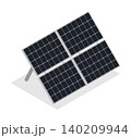 Isometric solar panel divided into independent electrical cells. Isolated cartoon vector on white background top view 140209944