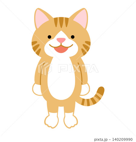 2本足で立っているかわいい茶トラ猫のイラスト ベクター 2本足で立っているかわいい茶トラ猫のイラスト ベクター 140209990