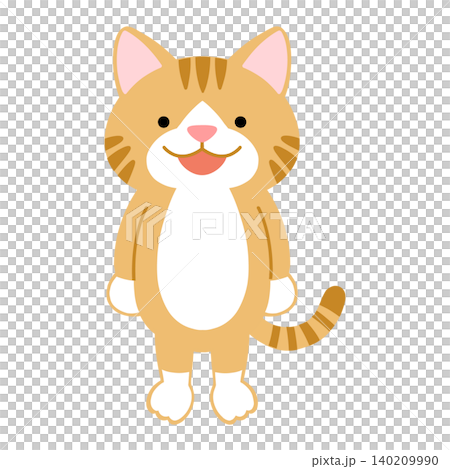 2本足で立っているかわいい茶トラ猫のイラスト ベクター 2本足で立っているかわいい茶トラ猫のイラスト ベクター 140209990