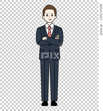 Full-body portrait of a white male businessperson in a suit, against a transparent background (illustration). Full-body portrait of a white male businessperson in a suit, against a transparent background (illustration). 140210166