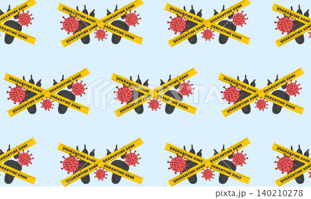Hantavirus Quarantine Zone Virus Pattern with Animal Footprints and Infection Warning Elements Hantavirus Quarantine Zone Virus Pattern with Animal Footprints and Infection Warning Elements 140210278