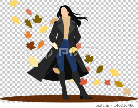 An illustration of a woman in autumn clothes striking a pose. An illustration of a woman in autumn clothes striking a pose. 140210460