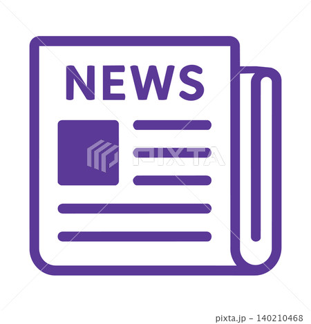 ニュース配信と報道メディアを表現した新聞アイコンデザイン ニュース配信と報道メディアを表現した新聞アイコンデザイン 140210468