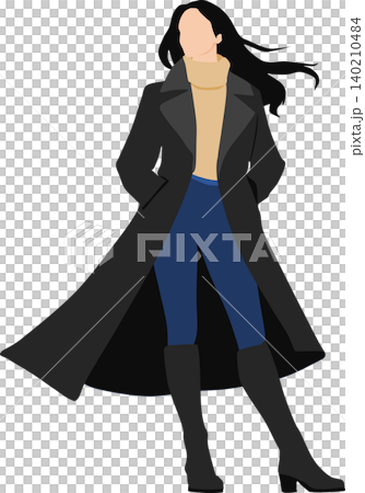 秋服を着た女性がポーズをとっているイラスト 140210484