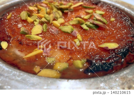 Pistachio Kunafa Dessert Close-Up. Pistachio Kunafa Dessert Close-Up. 140210615