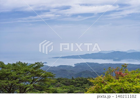田束山から見た志津川方面の風景　俯瞰　宮城県南三陸町 140211102