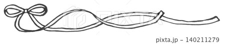 じんわりしたマーカーで描いたリボンモノクロライン1 じんわりしたマーカーで描いたリボンモノクロライン1 140211279