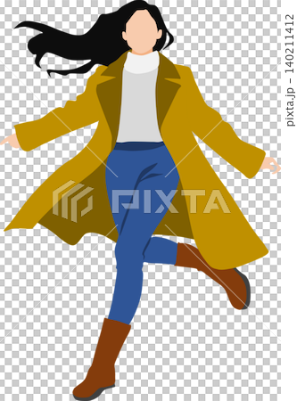 An illustration of a woman in autumn clothes striking a pose. An illustration of a woman in autumn clothes striking a pose. 140211412