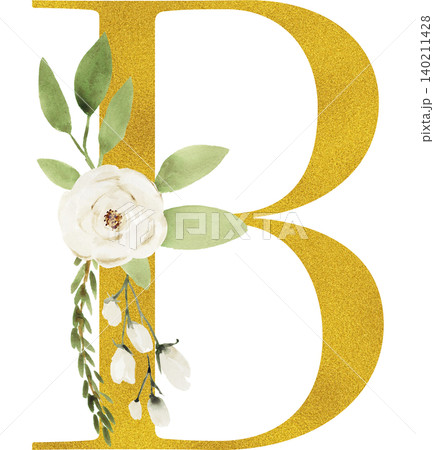 透明背景の金色の花文字B 透明背景の金色の花文字B 140211428