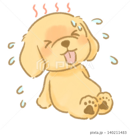 暑さにバテる絵本風の温かみのある犬のイラスト 熱中症対策 暑さにバテる絵本風の温かみのある犬のイラスト 熱中症対策 140211483