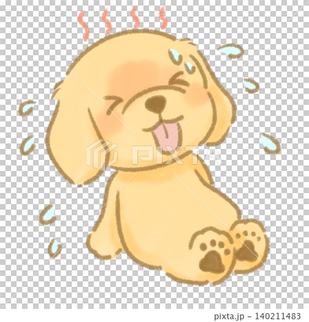 暑さにバテる絵本風の温かみのある犬のイラスト 熱中症対策 暑さにバテる絵本風の温かみのある犬のイラスト 熱中症対策 140211483