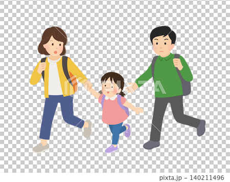 避難する家族のベクターイラスト 避難する家族のベクターイラスト 140211496