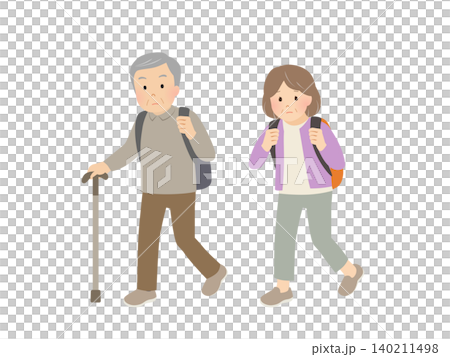 避難するシニア夫婦のベクターイラスト 140211498