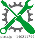 Screwdriver, wrench and gear, mechanic, locksmith, logo, icon 140211799