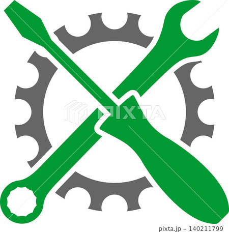 Screwdriver, wrench and gear, mechanic, locksmith, logo, icon Screwdriver, wrench and gear, mechanic, locksmith, logo, icon 140211799