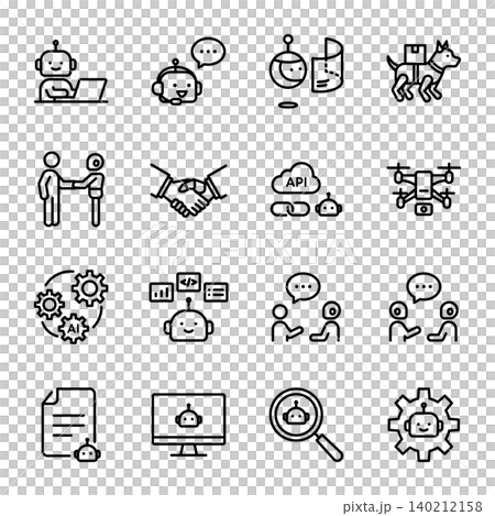 Simple Icon Set | AI Agent, Generative AI, AI Utilization, Business Automation 140212158